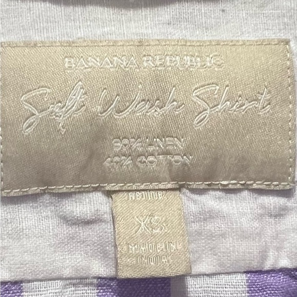 Banana Republic linen cotton Lavender and White Plaid Shirt XS - Picture 2 of 6